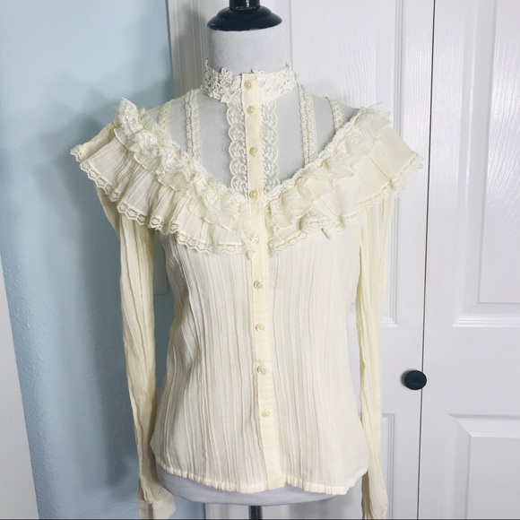 Gunne Sax Tops - Gunne Sax Vintage Victorian Lace & Pearls Blouse